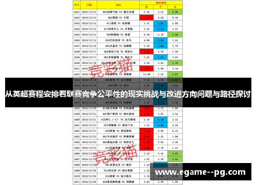 从英超赛程安排看联赛竞争公平性的现实挑战与改进方向问题与路径探讨 从英超赛程安排看联赛竞争公平性的现实挑战与改进方向问题与路径探讨